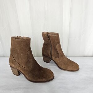 Crevo Jade Chestnut Brown Suede Ankle Boots Size 6